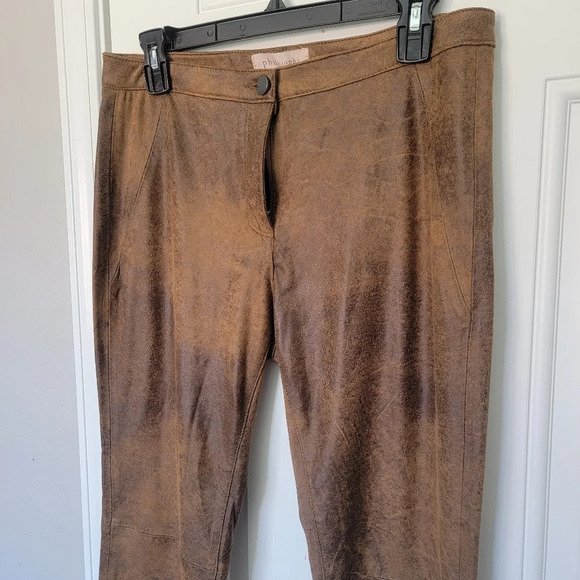 NWT Philosophy Faux Suede Camel Tan Tobacco Pants Size 6 - Picture 2 of 11